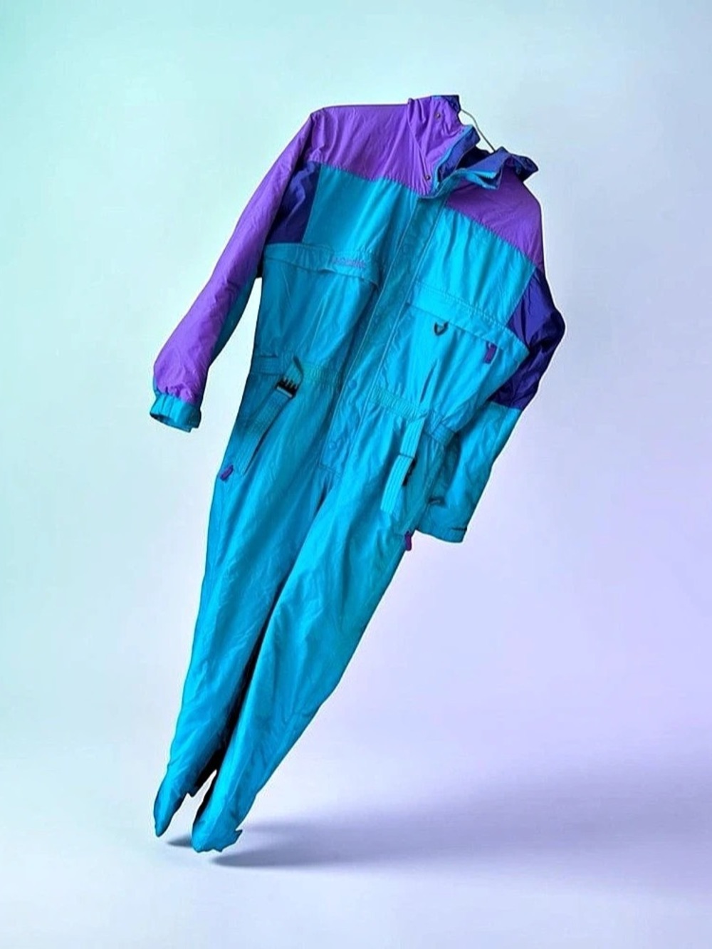 Vintage Columbia Girls 16/18 Color Block One-Piece Snowsuit